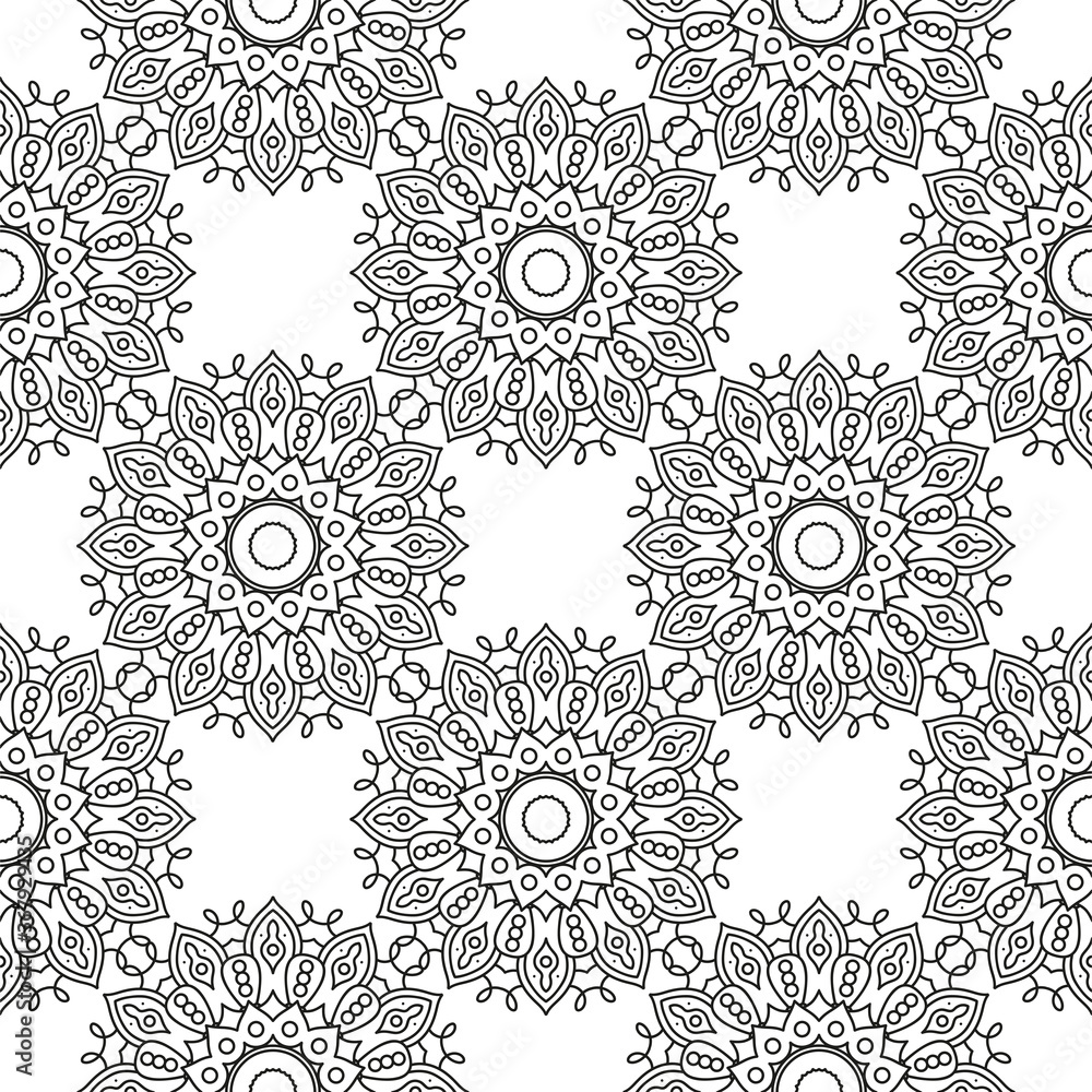 Wall mural decorative floral monochrome mandala ethnicity pattern background