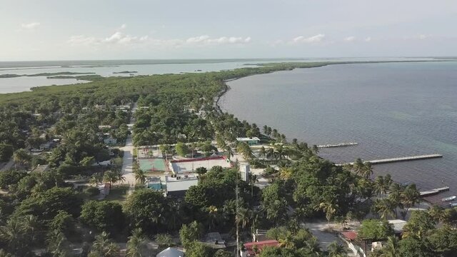 Drone Aerial Fly Over Footage overlooking Punta Allen Town, Mexico