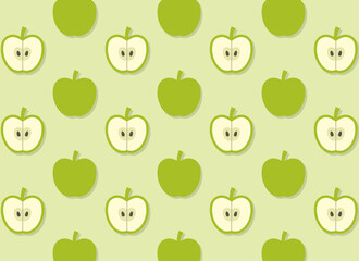 Green apple seamless pattern with yellow green vector background