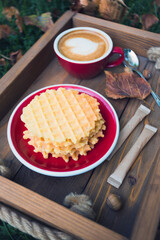 waffles and cup of coffee