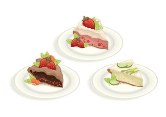 set of cake slices
