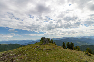 mountain landscape with blue sky and clouds