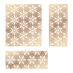 Decal. Laser cutting panel. Fence. Veneer vector. Plywood laser cutting floral design. Room divider. Seamless pattern for laser cut. Stencil lattice ornament for laser cutting. Home screen.
