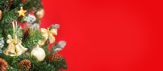 Christmas card with decorated fir tree