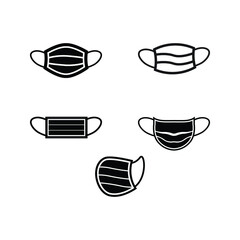 Surgical Face Mask icon set. Virus Protection. Breathing Respirator Mask vector