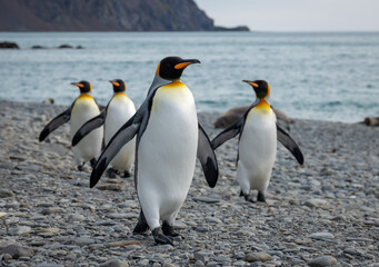 Fototapeta na wymiar King Penguins, Fortuna Bay, South Georgia
