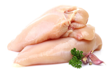 Chicken meat on a white background