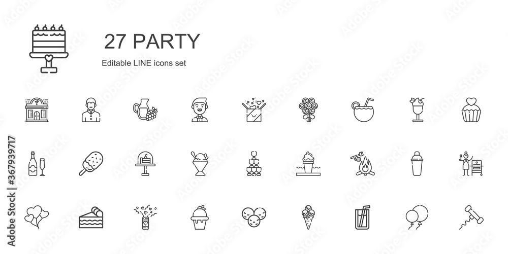 Sticker party icons set