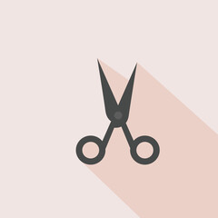 Sciccors Design Elements Flat Linear Colored on Pink Background with Long Shadow Vector Illustration 
