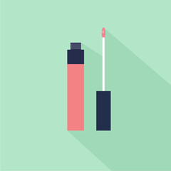 Liptint Cosmetic Design Element Flat Linear Colored on Grey Background with Long Shadow Vector Illustration
