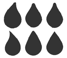 Water drop shape icon symbol set. Flat style outline. Vector illustration image. Plumbing logo. Isolated on white background. - obrazy, fototapety, plakaty