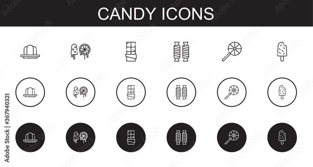 Sticker candy icons set