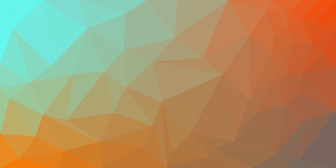 Mesh gradient of light blue, orange, red, and dark blue, vector abstract polygonal background. Pattern can be used for background.