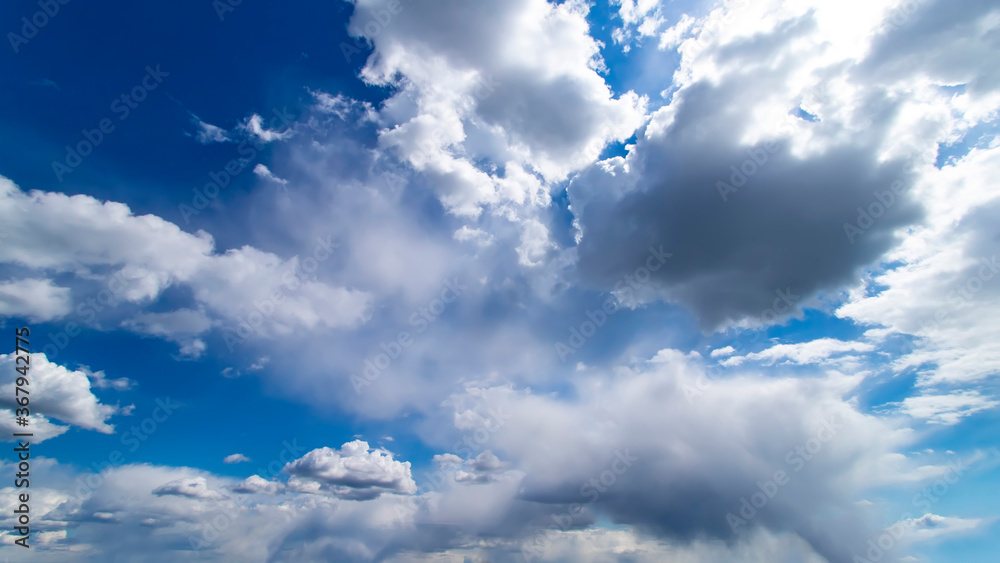 Wall mural blue sky with white clouds in sunny day.