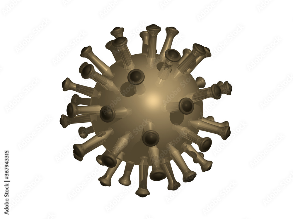 Fototapete brass corona virus illustration having sticky arms around the body with a uniform texture by 3d rend