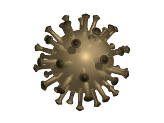 BRASS CORONA virus illustration having sticky arms around the body with a uniform texture by 3D rendering
