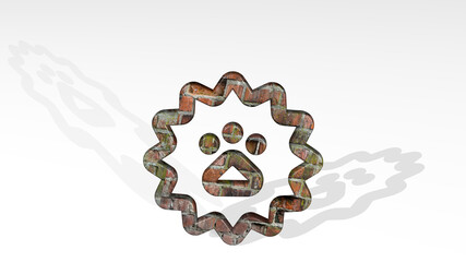 pets paw bubble casting shadow with two lights. 3D illustration of metallic sculpture over a white background with mild texture. animal and dog