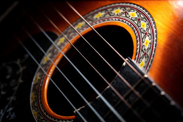 Close up of an acoustic guitar string