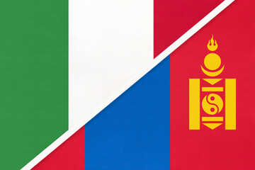Italy and Mongolia, symbol of two national flags from textile. Championship between two countries.