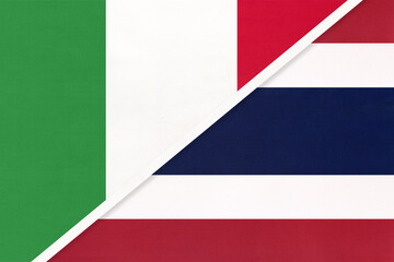 Italy and Thailand or Siam, symbol of two national flags from textile. Championship between two countries.