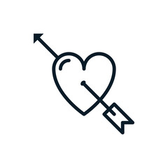 Heart with arrow outline icons. Vector illustration. Editable stroke. Isolated icon suitable for web, infographics, interface and apps