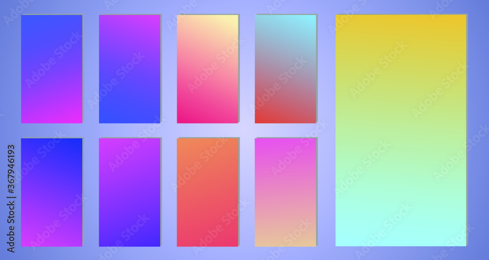 Poster set of abstract vector gradient backgrounds. colorful texture for your design. mobile app template
