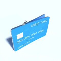 3d render credit card with zip lock. Business finance saving money concept background