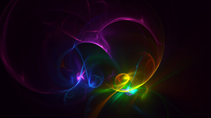 3D rendering abstract multicolor fractal light background