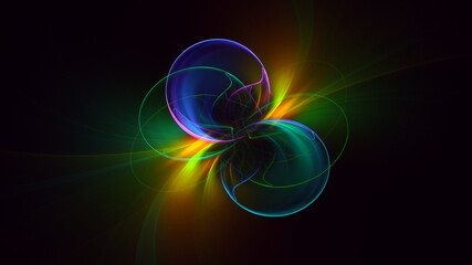 3D rendering abstract multicolor fractal light background