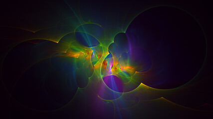 3D rendering abstract multicolor fractal light background