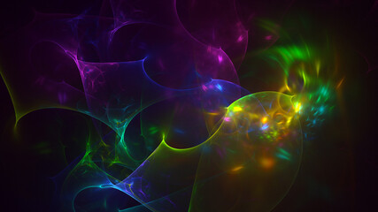 3D rendering abstract multicolor fractal light background