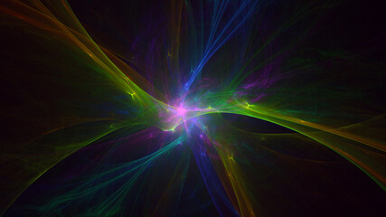 3D rendering abstract multicolor fractal light background