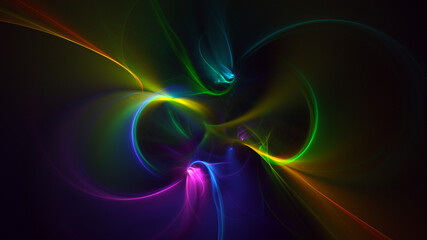 3D rendering abstract multicolor fractal light background