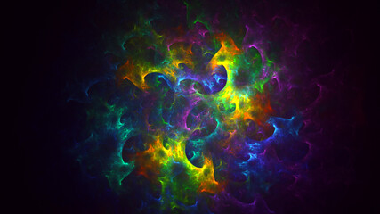 3D rendering abstract multicolor fractal light background