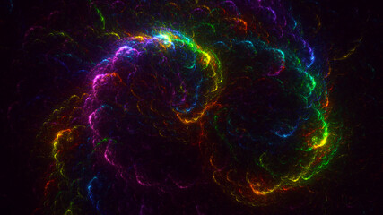 3D rendering abstract multicolor fractal light background