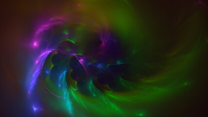3D rendering abstract multicolor fractal light background