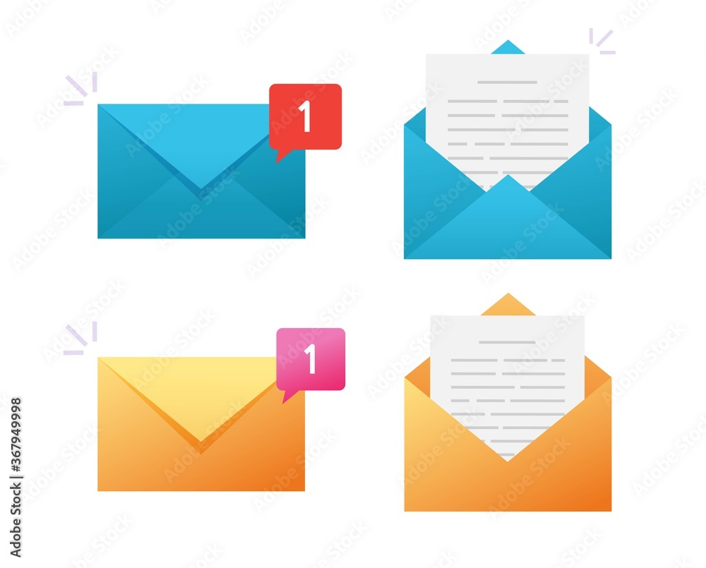 Poster new email icon vector or electronic mail notification notice message and read inbox incoming documen