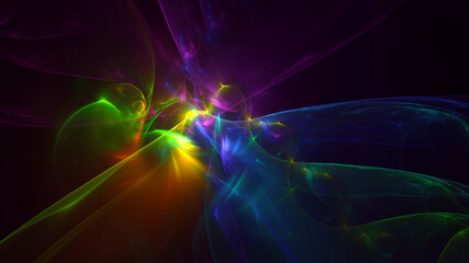 3D rendering abstract multicolor fractal light background