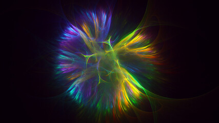 3D rendering abstract multicolor fractal light background