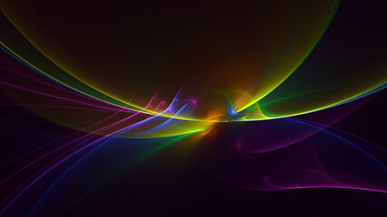 3D rendering abstract multicolored fractal light background with bright center