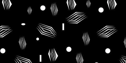 Abstract shapes, black background with white shapes