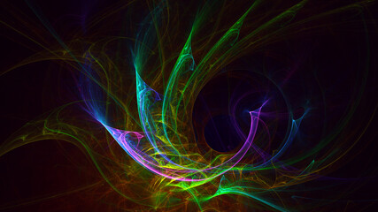 3D rendering abstract multicolor fractal light background