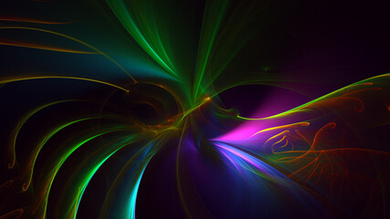 3D rendering abstract multicolor fractal light background