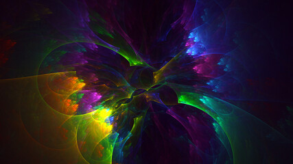 3D rendering abstract multicolor fractal light background