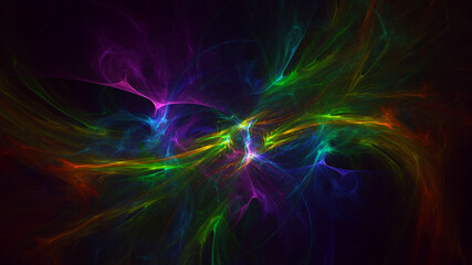 3D rendering abstract multicolor fractal light background © BetiBup33
