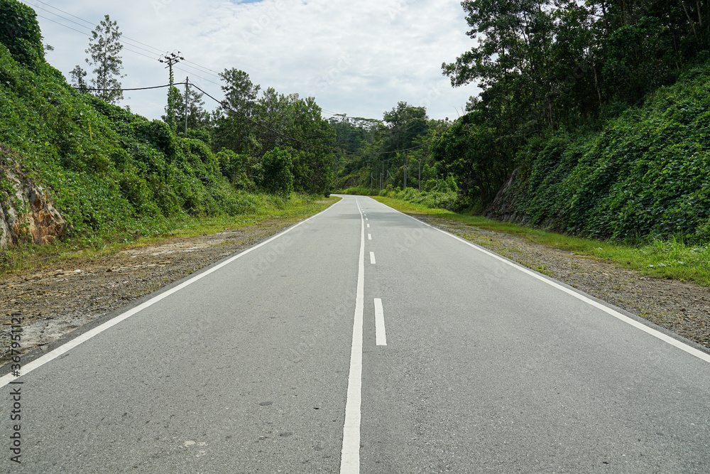 Wall mural photo for empty highway at hill