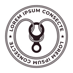 Fototapeta premium Vector vintage circle logo emblem mountain climbing. Isolated on white background.