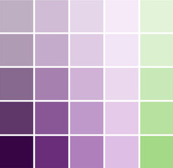 Abstract square pattern, color combination texture of dark purple light violet and green. Shades, tones and nuances, gradient scheme. Suitable for background and printing.