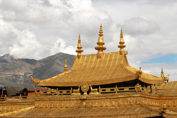 Gilded roof at Jokhang Temple in Lhasa, Tibet, China