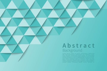Sky Blue Triangle Geometric Background. 3D paper concept. Vector Design.